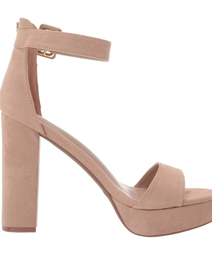 SIZE: 38 - DREAM PAIRS Womens Hi-Lo High Heel Platform Pump Sandal Nude Suede