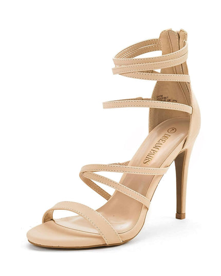 DREAM PAIRS Women's Show Nude Nubuck High Heel Dress Pump Sandals - 9 M US