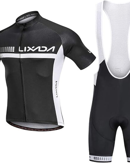 Lixada Summer Cycling Jersey Set Short Sleeve Bicycle Shirt and Padded Bib Shorts Breathable MTB Bike Riding Biking Cycling Suit