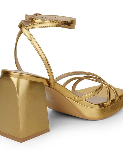 SIZE: 40.5 - ISNOM Lace Up Heels for Women Platform Heels, Low Chunky Strappy Heels for Women with Square Toe