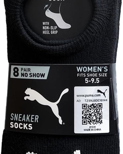 PUMA Ladies Sneaker Liner, 8-pair (Black Multi)