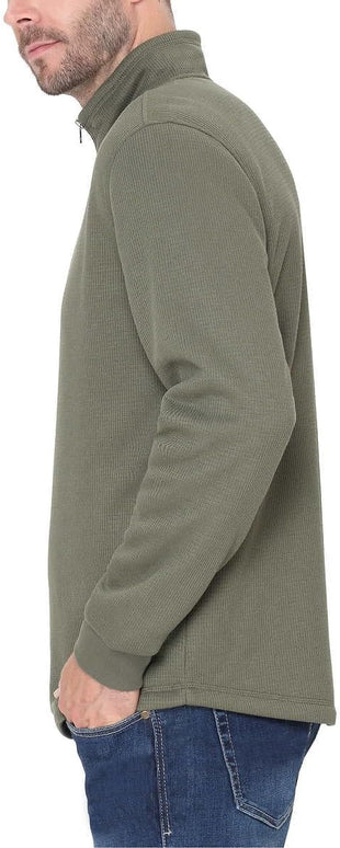 SIZE: S - BC Clothing Men’s Bonded Fleece Lined Body Lined Quarter Zip Pullover Top