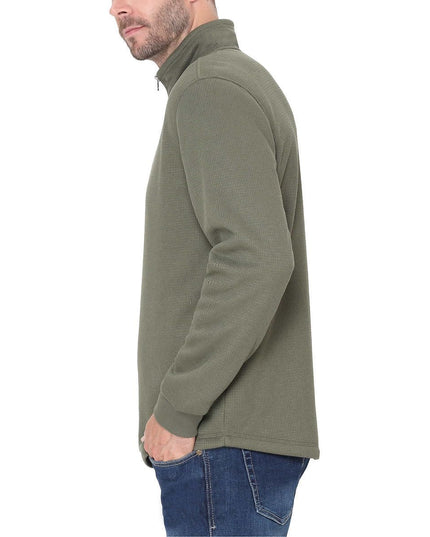 SIZE: S - BC Clothing Men’s Bonded Fleece Lined Body Lined Quarter Zip Pullover Top