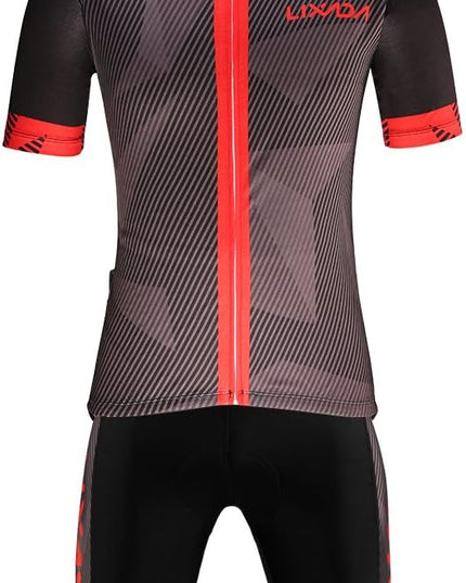 Lixada Men's Cycling Clothes Set Quick Dry Short Sleeve Bicycle Jersey Shirt Tops 3D Cushion Padded Riding Shorts Tights Pants