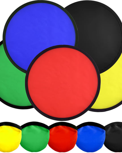 Mototo 30 Pieces Foldable Flying Disc Fans with Bag Folding Pocket Toy Set for Kids Fun Birthday Party Favors Summer Outdoor Activity Game Halloween Christmas, 5 Colors (10 inches)