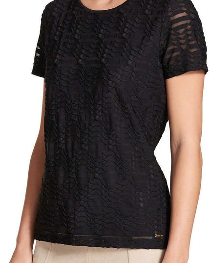 SIZE: M - Calvin Klein Women's Stretch Textured Shirt (Black, Medium)