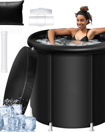 ice bath tub for athletes, Multi-Layer Portable cold Plunge Tub, Sport Recovery Cold Bath, Ice Bath Tubs cold pack, Foldable Cold Bath Tub with Cover?85 Gallon?model L?30”*30”*30”? Model L (30"*30"*30")