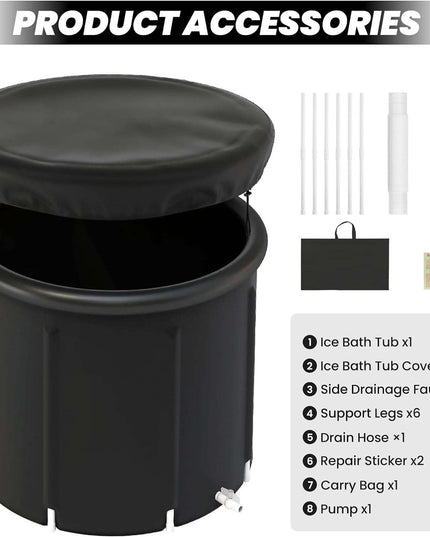 ice bath tub for athletes, Multi-Layer Portable cold Plunge Tub, Sport Recovery Cold Bath, Ice Bath Tubs cold pack, Foldable Cold Bath Tub with Cover?85 Gallon?model L?30”*30”*30”? Model L (30"*30"*30")