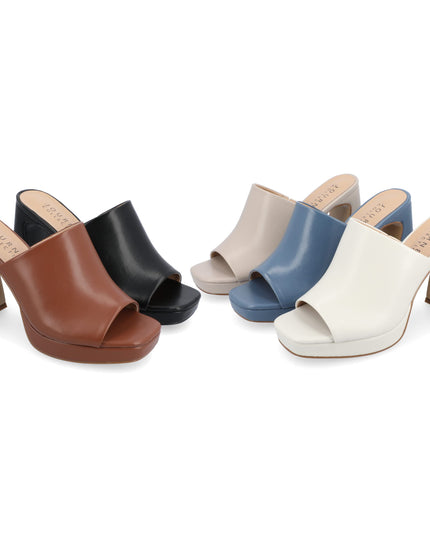 SIZE: 37 - Journee Collection Womens Ezzlynn Platform Heel with Open Toe and Slip On Heel, Brown