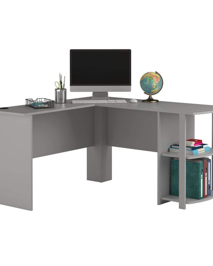 Ameriwood Home Dakota L-Desk with Bookshelves, Dove Gray