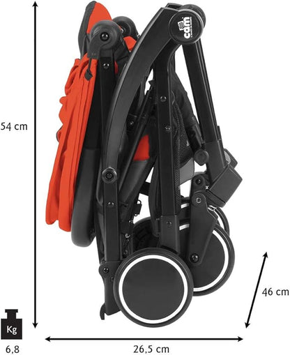CAM Cubo stroller folded with dimensions 54 x 46 x 26.5 cm