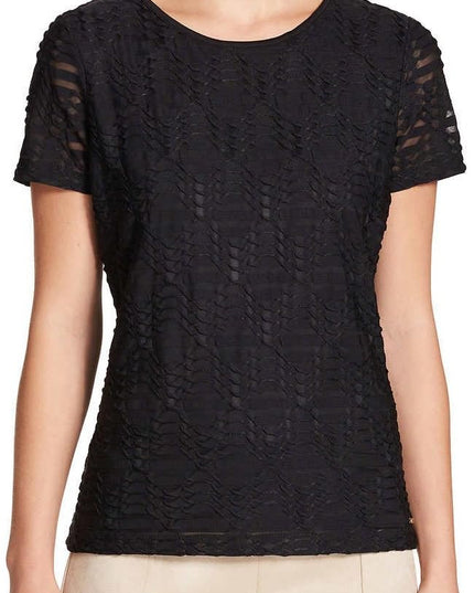 SIZE: M - Calvin Klein Women's Stretch Textured Shirt (Black, Medium)