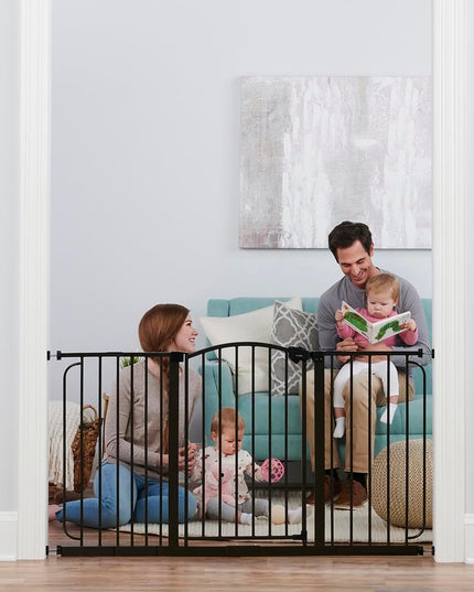 Regalo - Home Accents 74 Ã¢â‚¬â€œ 148-Cm Super Wide Safety Gate, Includes 15-Cm, 20-Cm And 30-Cm Extension Kit, 4 Pack Of Wall Mount Kit - Black