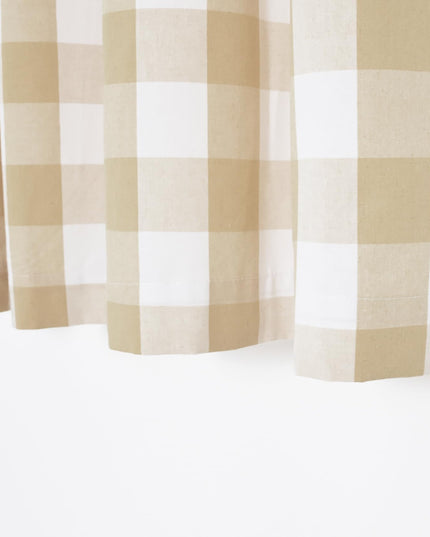 NATUS WEAVER Buffalo Check Cotton Curtains 213 cm Length Kitchen Living Room Bedroom Beige