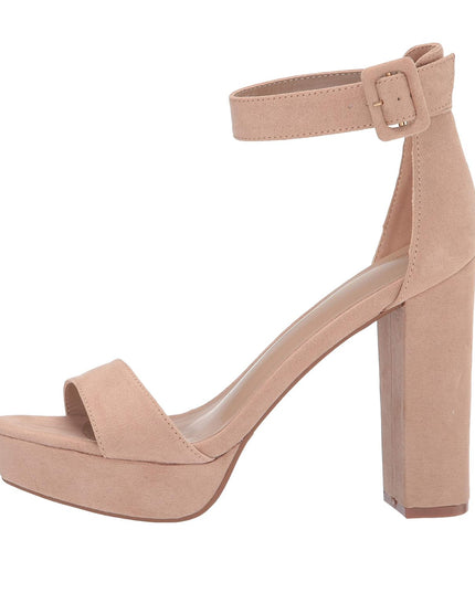 SIZE: 38 - DREAM PAIRS Womens Hi-Lo High Heel Platform Pump Sandal Nude Suede