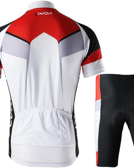 Lixada Men's Cycling Jersey Set Bicycle Short Sleeve Set Quick-Dry Breathable Shirt with 3D Cushion Shorts Padded