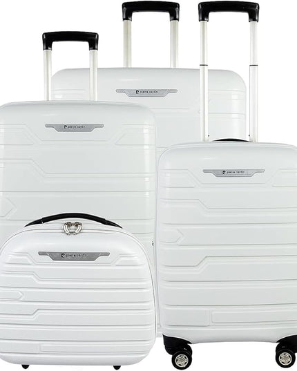 Pierre Cardin Wels UNBREAKABLE Luggage TSA Approved suitcase for travel (Set of 3, White)