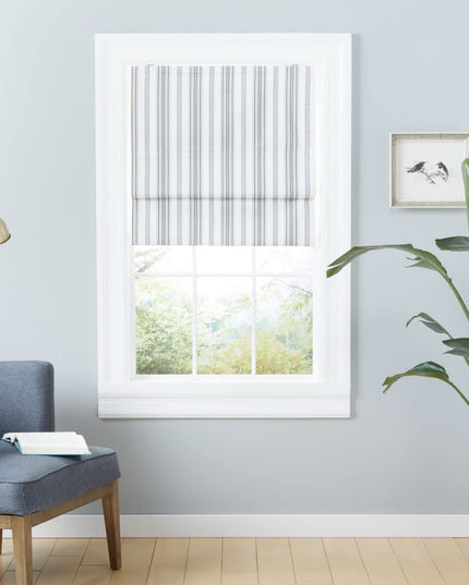 Exclusive Home Ricardo Total Blackout Roman Shade, 86.36 x 162.56 cm, Black