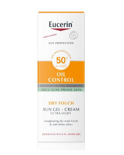 Eucerin Face Sunscreen Oil Control Gel-Cream Dry Touch, High UVA/UVB Protection, SPF 50+, Light Texture