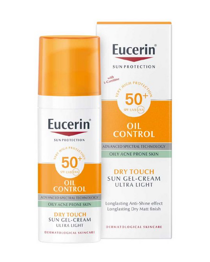 Eucerin Face Sunscreen Oil Control Gel-Cream Dry Touch, High UVA/UVB Protection, SPF 50+, Light Texture