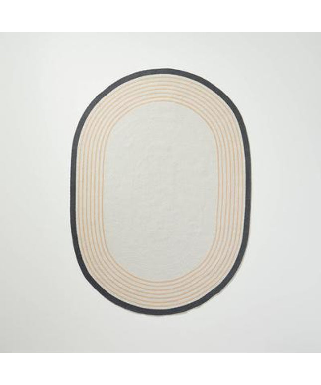 SEALED - Bordered Color Block Braided Jute Area Rug Cream/Natural - Hearth & Hand™ with Magnolia