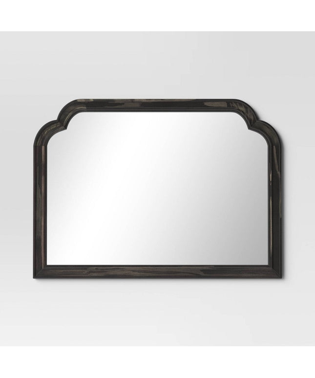 SEALED-92CM x 66CM French Country Mantle Wood Mirror Natural-Threshold™ (BLACK COLOR)