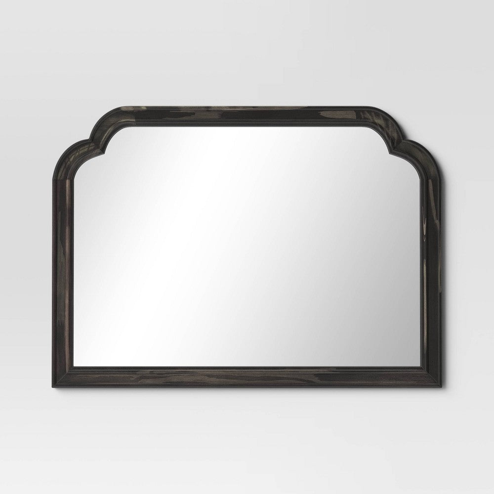 Sealed-92Cm X 66Cm French Country Mantle Wood Mirror Natural-Threshold™ (Black Color) (Open Box)