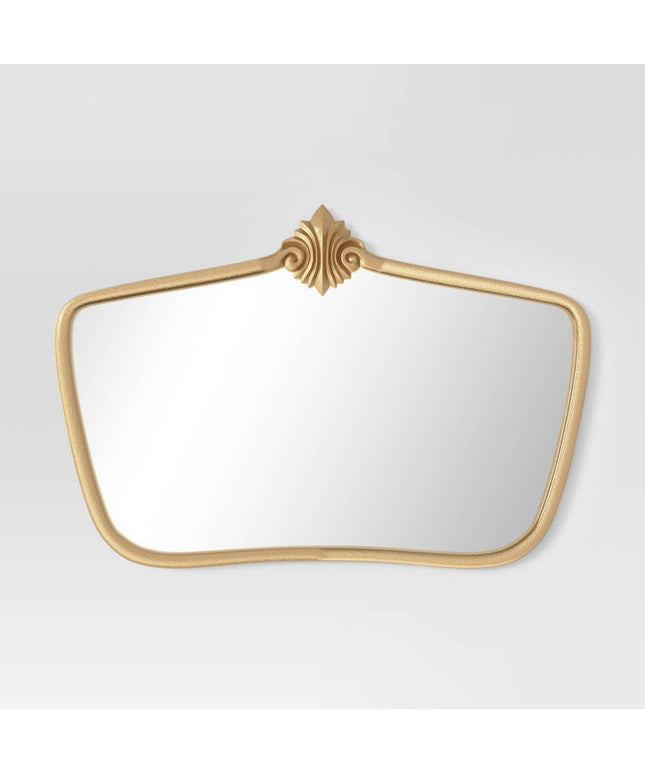 SEALED - 90 CM X 60 CM - Cast Decorative Metal Wall Mirror Gold - Threshold - D