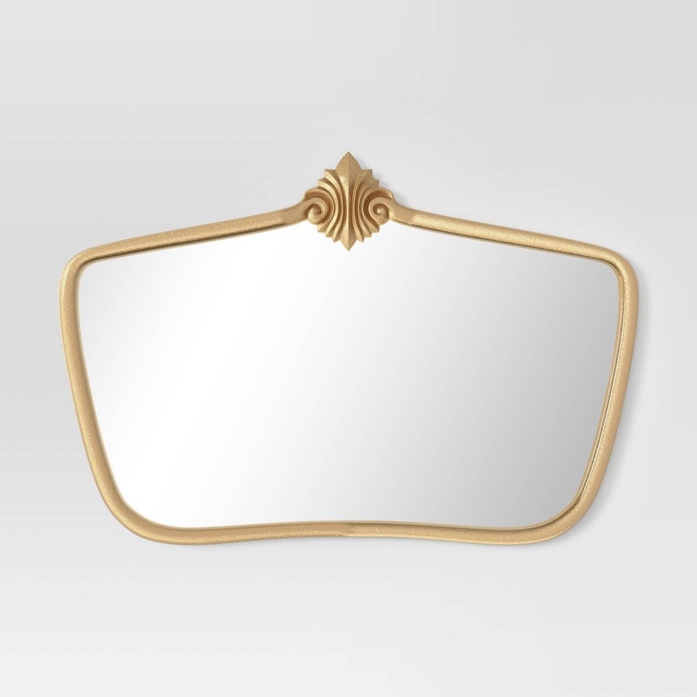 Sealed - 90 Cm X 60 Cm - Cast Decorative Metal Wall Mirror Gold - Threshold - D (Open Box)