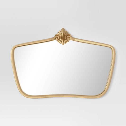 Sealed - 90 Cm X 60 Cm - Cast Decorative Metal Wall Mirror Gold - Threshold - D (Open Box)