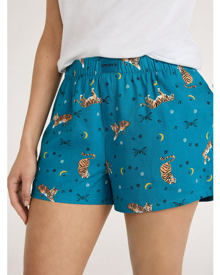 SIZE: S(4-6) - Joyspun Women's Woven Pajama Boxer Shorts