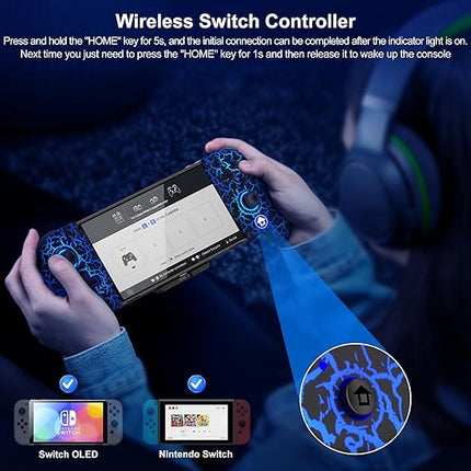 JC200 Switch Controller, Nintendo Switch Hall Effect Joystick Wireless Switch Controller With 9 Lights Color