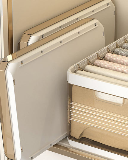 Foldable Closet Organizers, Clothing Compartment Storage Box Stackable Save Space Slide Rail Design Clear PP for Bedroom (with Lid 9 Grids)