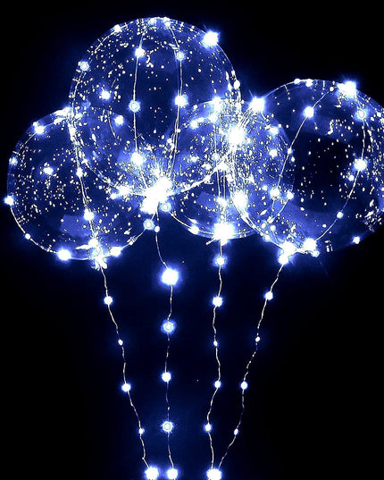 10 PACKS LED Bobo Balloons,Transparent LED Light Up Balloons,Helium Style Glow Bubble Balloons with String Lights for Party Birthday Wedding Festival Decorations (White)