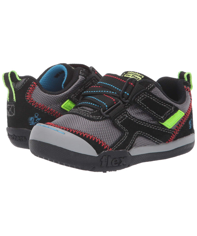 skecher Kids' Flex Play-Easy Pick Sneaker gray and black