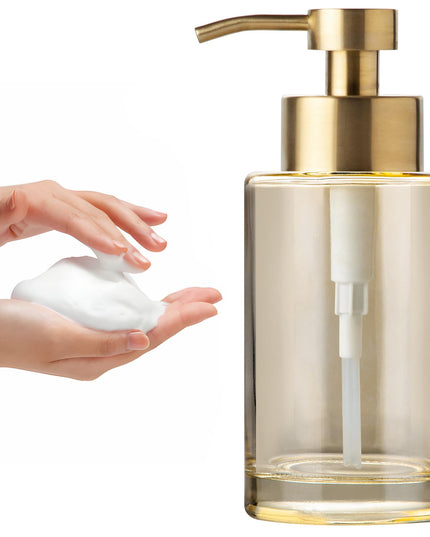 Enra Gold Foaming Soap Dispenser, 350 ml Thick Glass Bathroom Soap Dispenser (Gold Foam Dispenser)