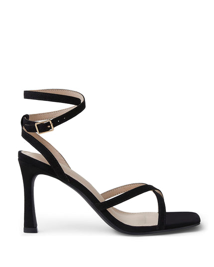 SIZE: 39.5 - Arromic High Heels for Women Strappy Stilettos Heels Square Open toe Heeled Sandals Buckle Ankle Strap Heels Sexy Wedding Dress Heels Shoes - 3inch Black