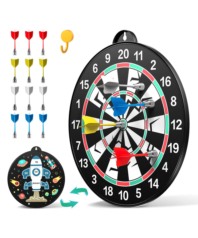 Doloowee Kids Board Magnetic Dart Game 14 PCS Indoor Outdoor Party Games Toys Gifts