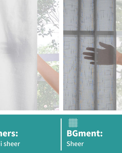 BGment Sheer Linen Curtains for Living Room 2 Panels Set