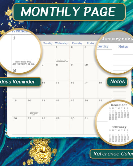 2024-2026 Pocket Planner/Calendar - 3 Year Monthly Planner 2024-2026 with 63 Notes Pages, Jan. 2024 - Dec. 2026, 3.8" x 6.4", Monthly Calendar 2024-2026 with Inner Pocket + Pen Hold - Blue
