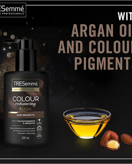 TRESemmé Dark Brunette Colour Enhancing Hair Mask with colour pigments & argan oil for a vibrant colour with brilliant shine between colourings 200 ml