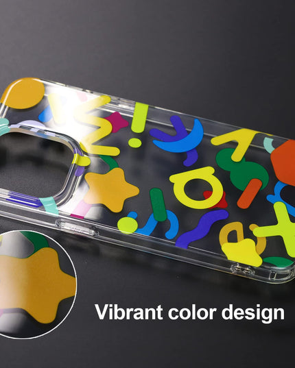 Senyimax for iPhone 14 Pro Max Case Stylish and Cute Double-Layer Letters Pattern Hard TPU Shockproof Protective Case Cover for Men Girls and Women (Multicolor)