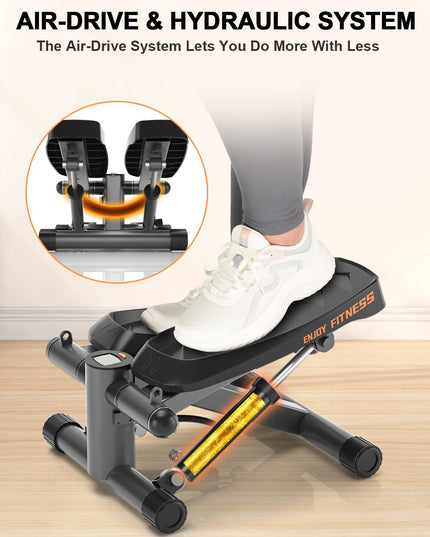 VitalLeap Steppers for Exercise, 16-Level Adjustable Resistance Stair Steppers with Arm Training Bands for Home Fitness