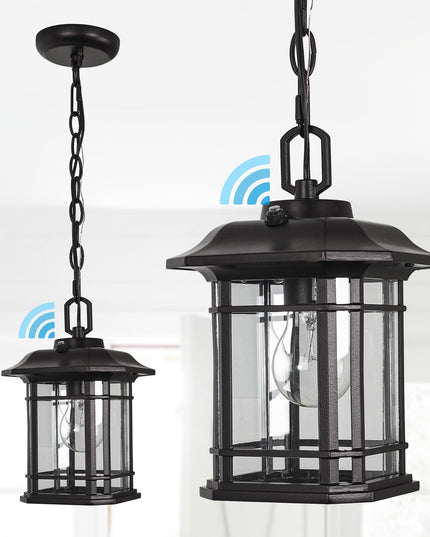 WJShome Outdoor Pendant Lights for Porch, with Dusk to Dawn Sensor
