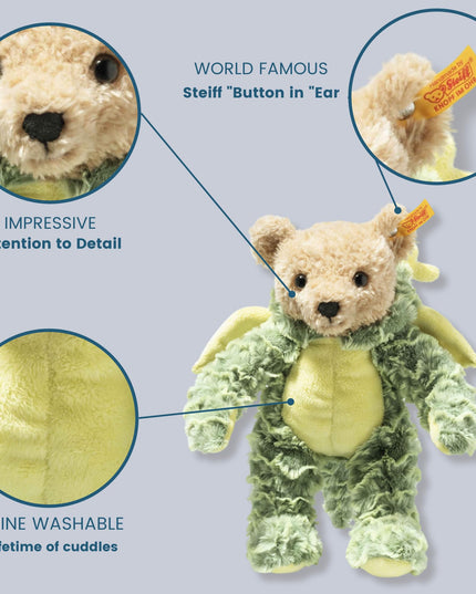 Steiff Teddy Bear with Dragon Hoodie Costume, Chinese Zodiac Signs, Teddy Stuffed Animal, Plush Bear Cuddly Toy, Machine Washable, 11"