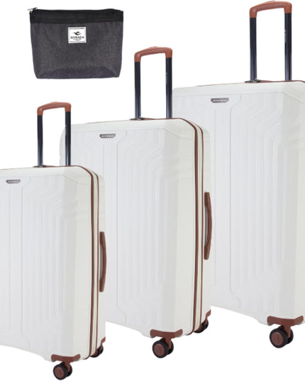 Sonada Hardside Luggage Set of 3 Expandable PP Material With Double Zipper, ANTI Theft Lock (White)