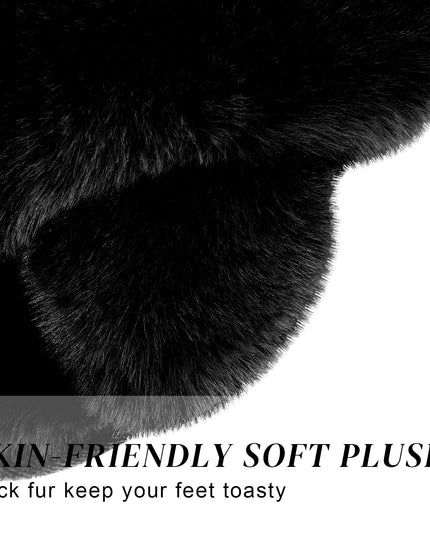 SIZE: 38-39 - Women's Cross Band Slippers Fuzzy Soft House Slippers Plush Furry Warm Cozy Open Toe Fluffy Home Shoes Comfy Indoor Outdoor Slip On Breathable (Black)