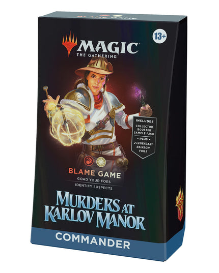 Magic The Gathering Murders at Karlov Manor Commander Deck - Blame Game (100-Card Deck, 2-Card Collector Booster Sample Pack + Accessories)