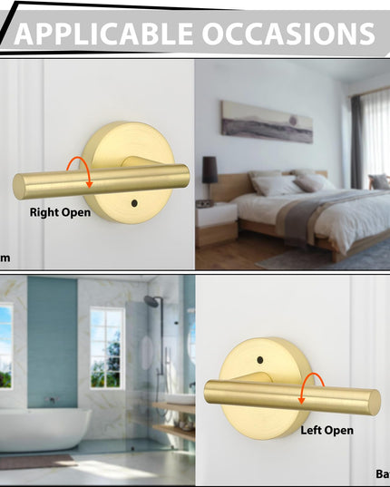 Haidms Gold Heavy Duty Door Handle Interior,Privacy Door Lever Handle, Bathroom Door Handles Interior, Modern Bedroom Door Handle