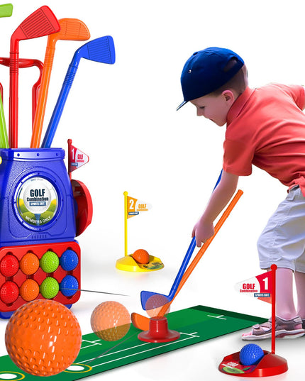 Bennol Toddler Golf Set Toys for Kids, Upgraded Kids Golf Cart Toys Sets with 4 Golf Sticks, 8 Balls and 1 Mat, Indoor & Outdoor Golf Toys for 3 4 5 6 Year Old Boys Girls Toddlers